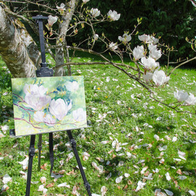 Peinture : Magnolia - Oil on Canvas/ cardboard - 40 x 30 cm