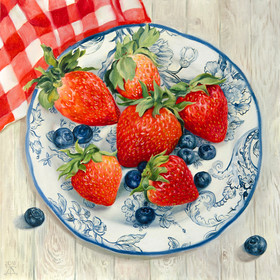 Still life with strawberry and blueberry