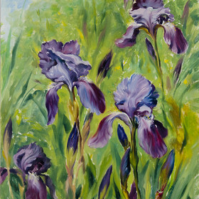 Peinture : Irises - Oil on Canvas/ cardboard - 30 x 40 cm
