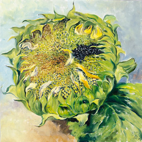 Peinture : Sunflower - Oil on Canvas/ cardboard - 30 x 30 cm