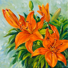 Peinture : Orange Lily - Oil on Canvas/ cardboard - 25 x 25 cm