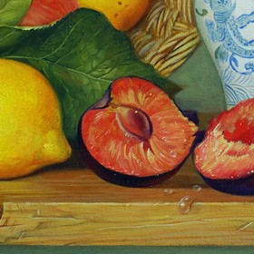 Peinture : Still Life with fruits - Oil on Canvas - 40 x 30 cm