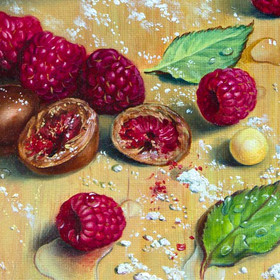 Peinture : Raspberry - Oil on Canvas/ cardboard - 24 x 30 cm