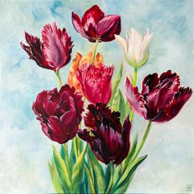 Peinture : Tulips - Oil on Canvas/ cardboard - 30 x 30 cm