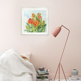 Peinture : Orange Tulips - Oil on Canvas/ cardboard - 25 x 25 cm