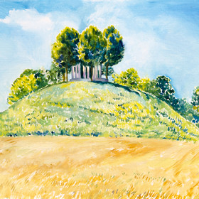 Peinture : Plieningen summer field - Oil on Canvas/ cardboard - 40 x 30 cm