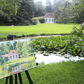Peinture : The lake in the Garden - Oil on Canvas/ cardboard - 40 x 30 cm
