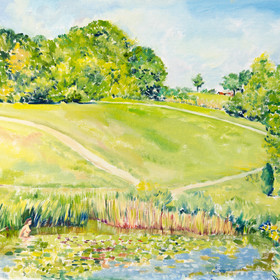 Peinture : Summer lake - Oil on Canvas/ cardboard - 40 x 30 cm