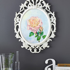 Peinture : Rose in oval - Oil on canvas/ cardboard (oval) - 20 x 25 cm