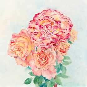Peinture : Roses - Oil on Canvas/ cardboard - 25 x 25 cm