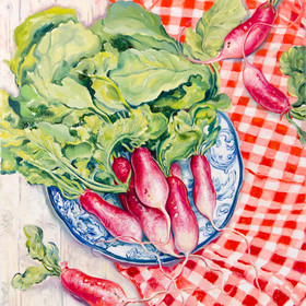 Peinture : Still life with radish - Oil on Canvas - 24 x 30 cm