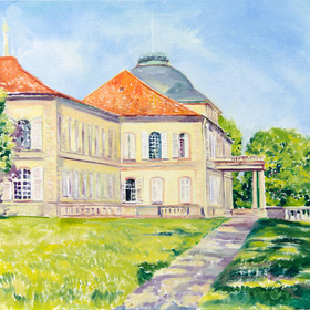 Peinture : The Hohenheim University view - Oil on Canvas/ cardboard - 40 x 30 cm