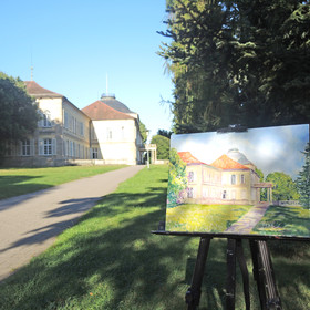 Peinture : The Hohenheim University view - Oil on Canvas/ cardboard - 40 x 30 cm