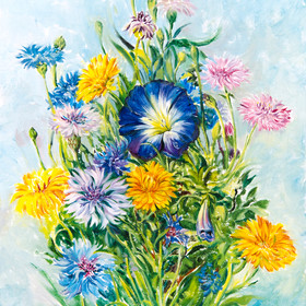 Peinture : Field flowers - Oil on Canvas/ cardboard - 18 x 24 cm