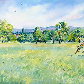 Peinture : Apple garden - Oil on Canvas/ cardboard - 40 x 30 cm