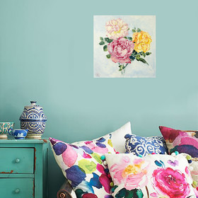 Peinture : Petite bouquet with roses - Oil on Canvas/ cardboard - 25 x 25 cm