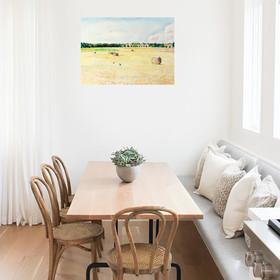 Peinture : Landscape with haystacks - Oil on Canvas/ cardboard - 40 x 30 cm