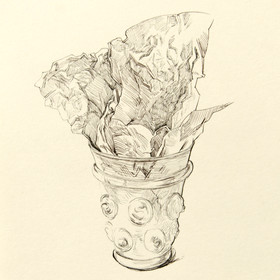 Peinture : Paper in the glass - Pen on paper - 18 x 24 cm
