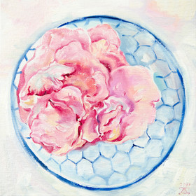 Peinture : The rose petals - Oil on Canvas/ cardboard - 20 x 20 cm