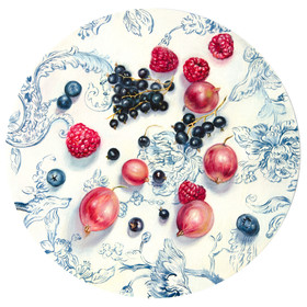 Still life with gooseberry on round canvas