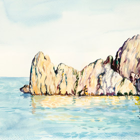 Peinture : Cliff landscape. Olympos - Watercolor on paper - 30 x 21 cm