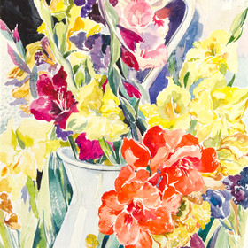 Peinture : The gladiolus bouquet - Watercolor on paper - 24 x 32 cm