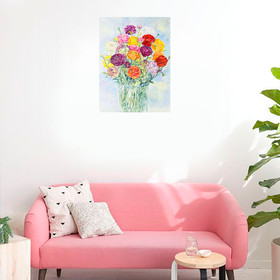 Peinture : Ranunculus bouquet - Oil on Canvas/ cardboard - 30 x 40 cm