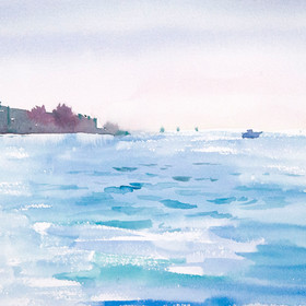 Peinture : Venice seascape - Watercolor on paper - 24 x 19 cm