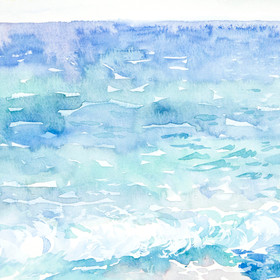 The sparkling sea watercolor