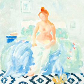 Peinture : Nude - Oil on Canvas/ cardboard - 16 x 21 cm