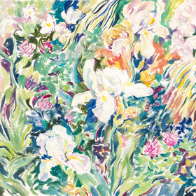 Peinture : The white irises. Italy - Oil on paper - 40 x 30 cm