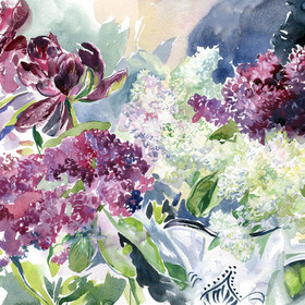 Lilac watercolor still life