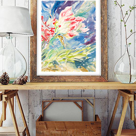 Peinture : Bouquet with Amaryllis - Oil on paper - 30 x 40 cm