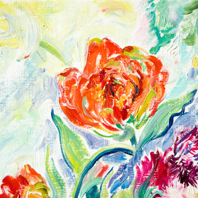 Peinture : Tulips in a vase - Oil on paper - 30 x 40 cm