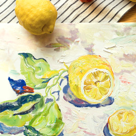 Peinture : A Lemon on the Mable Tabletop - Oil on paper - 40 x 30 cm
