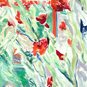 Peinture : The Red Gladioli - Oil on paper - 30 x 40 cm