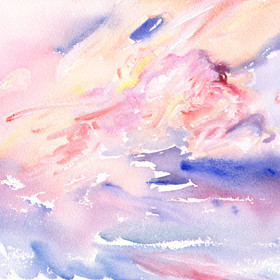 Peinture : Sunset on the Sea. Mediterranean Series #12 - Watercolor on paper - 26 x 18 cm