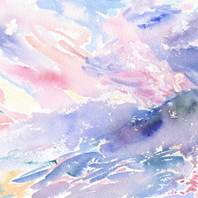 Peinture : Sunset seascape. Mediterranean Series #14 - Watercolor on paper - 26 x 18 cm