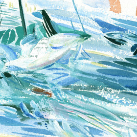 Peinture : Seascape Lago Maggiore - Watercolor on paper - 26 x 18 cm