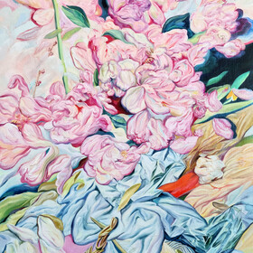 Still life with Pink Tulips and Peonies