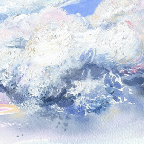 Peinture : Clouds on the sea. Mediterranean Series #20 - Watercolor on paper - 28 x 24 cm