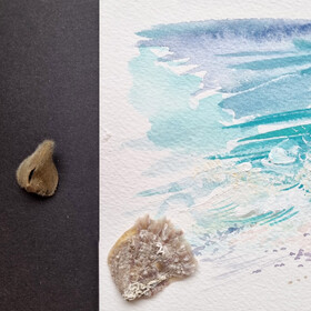 Peinture : Clouds on the sea. Mediterranean Series #20 - Watercolor on paper - 28 x 24 cm