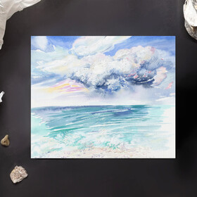 Peinture : Clouds on the sea. Mediterranean Series #20 - Watercolor on paper - 28 x 24 cm