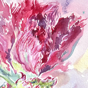 Peinture : Purple Tulips 2025 - Watercolor on paper - 21 x 30 cm