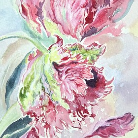 Peinture : Purple Tulips 2025 - Watercolor on paper - 21 x 30 cm